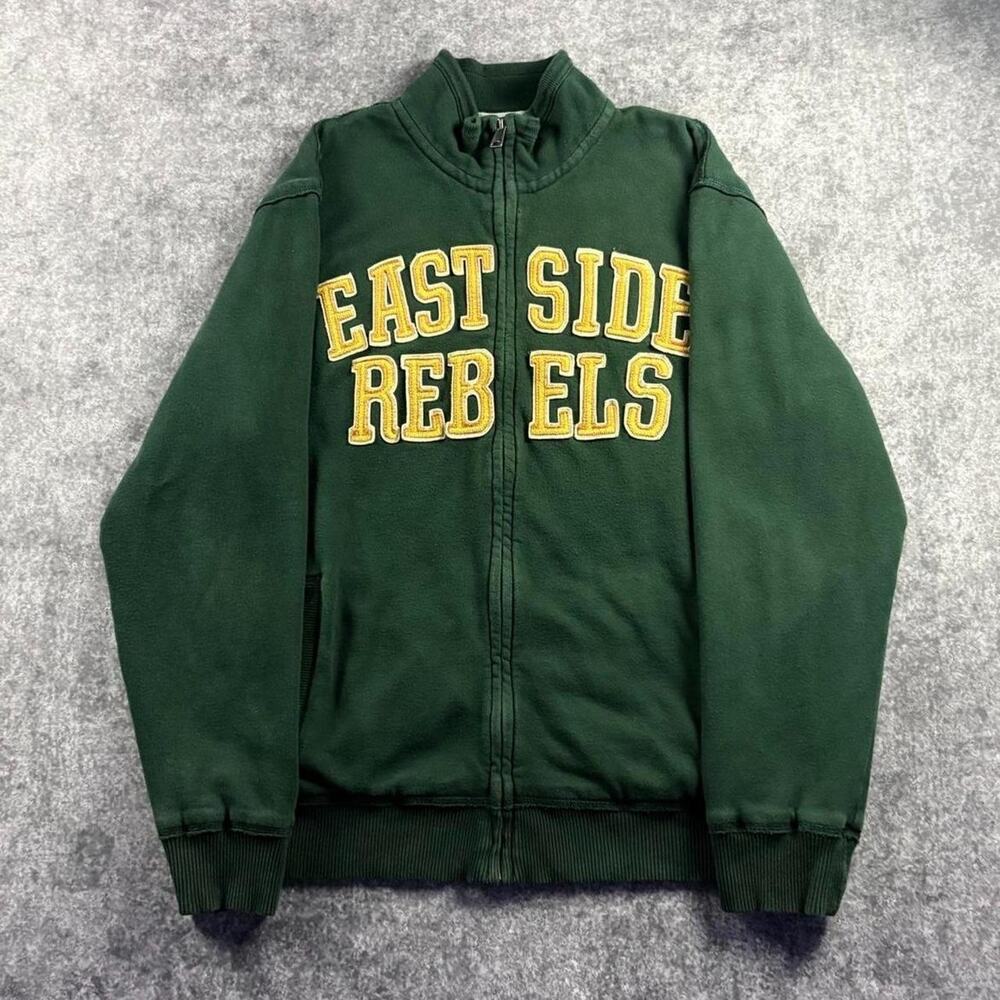 Old Navy East Side Rebels Mens XL Green Varsity Applique Full Zip Sweatshirt